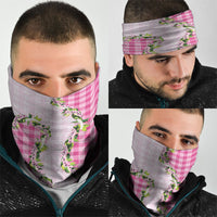 Pink Hawaii Palaka Neck Gaiter Maile Pikake Honohono Orchid Lei