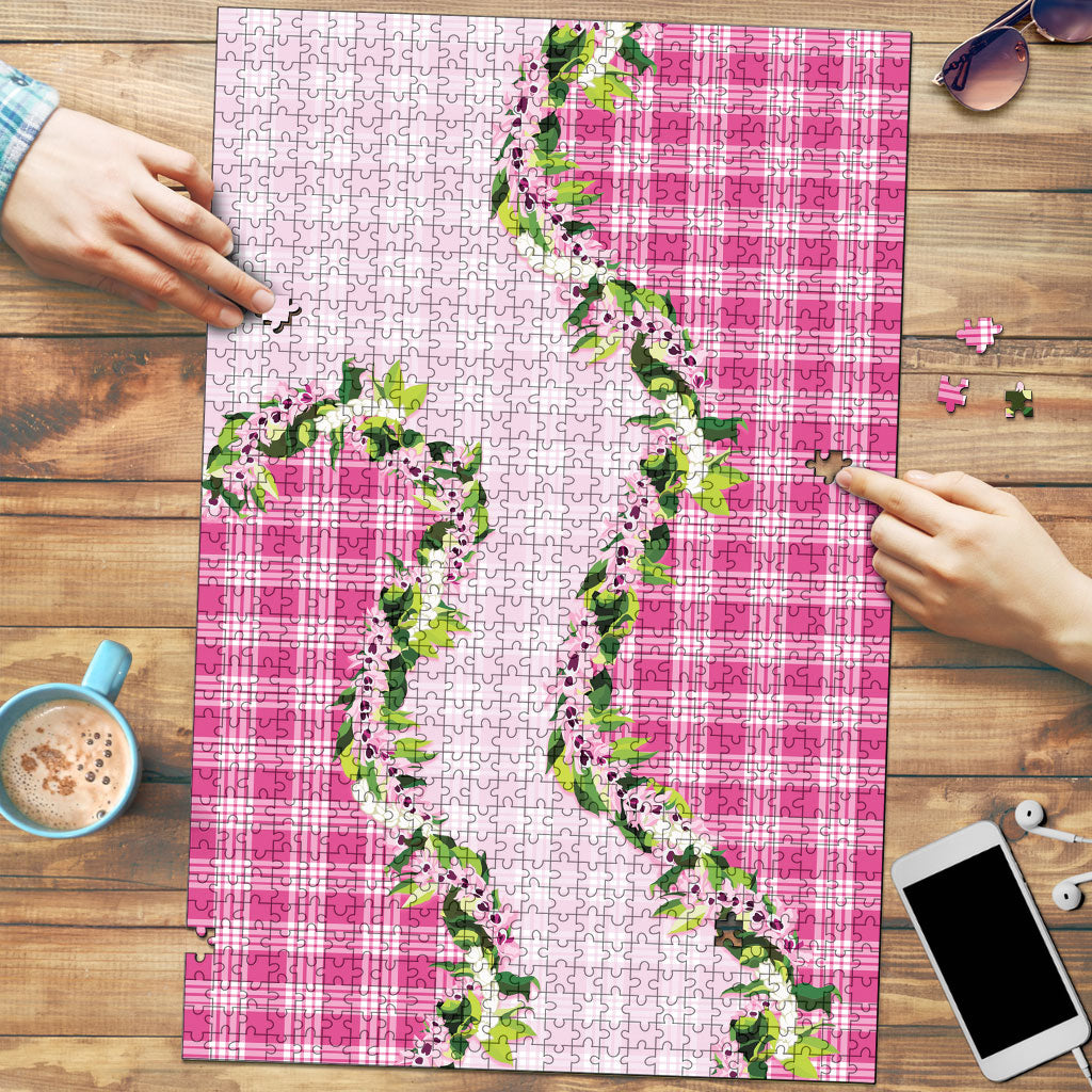Pink Hawaii Palaka Puzzle Maile Pikake Honohono Orchid Lei