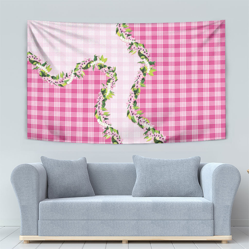 Pink Hawaii Palaka Tapestry Maile Pikake Honohono Orchid Lei LT05 - Polynesian Pride