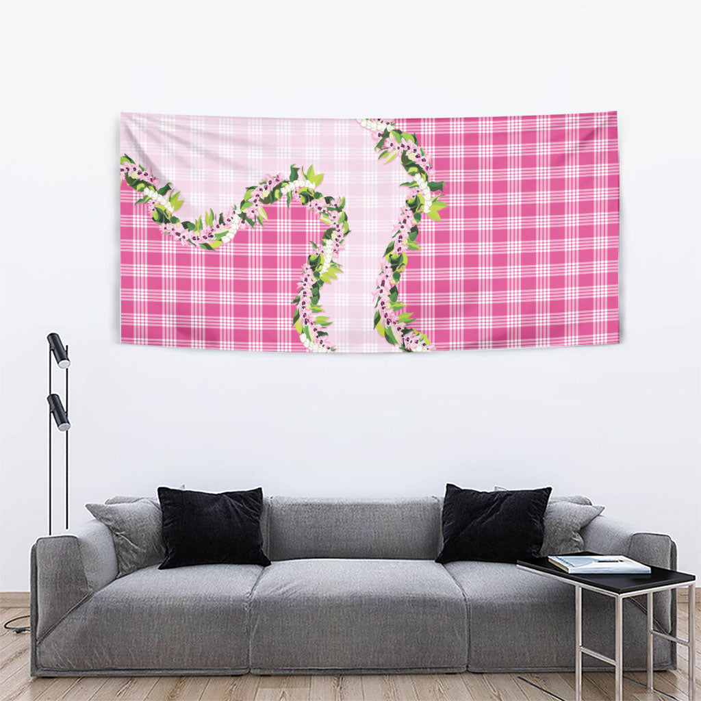 Pink Hawaii Palaka Tapestry Maile Pikake Honohono Orchid Lei LT05 - Polynesian Pride