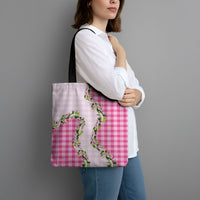 Pink Hawaii Palaka Tote Bag Maile Pikake Honohono Orchid Lei