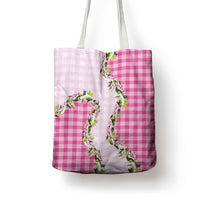 Pink Hawaii Palaka Tote Bag Maile Pikake Honohono Orchid Lei