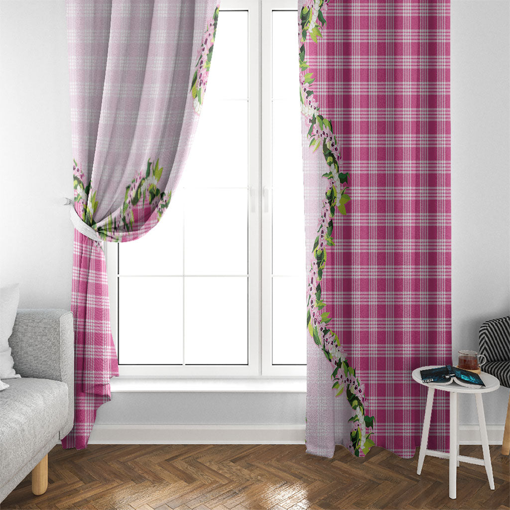Pink Hawaii Palaka Window Curtain Maile Pikake Honohono Orchid Lei