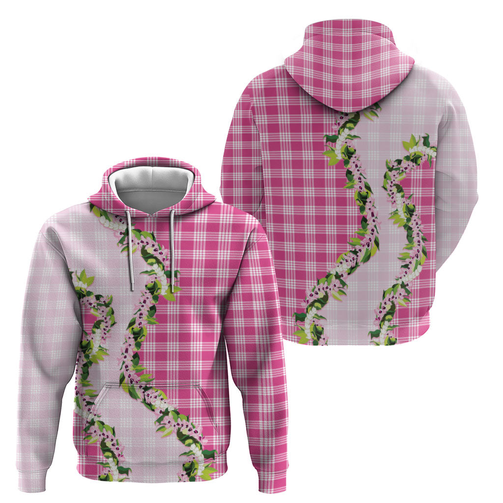 Pink Hawaii Palaka Zip Hoodie Maile Pikake Honohono Orchid Lei
