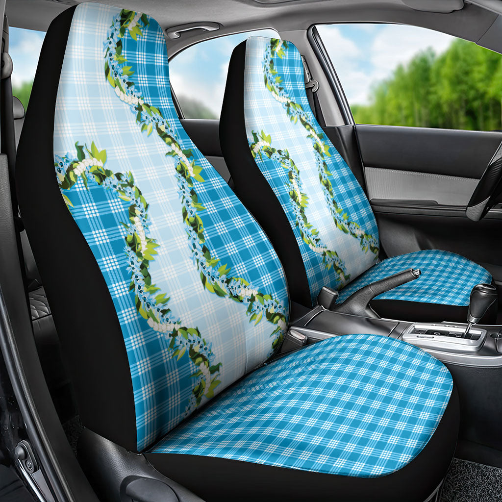 Blue Hawaii Palaka Car Seat Cover Maile Pikake Honohono Orchid Lei LT05 - Polynesian Pride