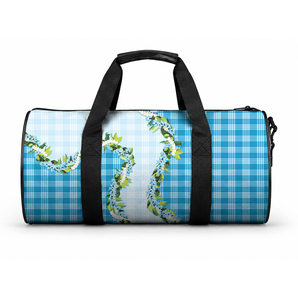 Blue Hawaii Palaka Duffle Bag Maile Pikake Honohono Orchid Lei LT05 One size Blue - Polynesian Pride