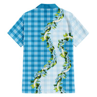 Blue Hawaii Palaka Family Matching Long Sleeve Bodycon Dress and Hawaiian Shirt Maile Pikake Honohono Orchid Lei LT05 - Polynesian Pride