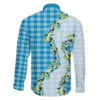 Blue Hawaii Palaka Family Matching Off Shoulder Maxi Dress and Hawaiian Shirt Maile Pikake Honohono Orchid Lei LT05 - Polynesian Pride