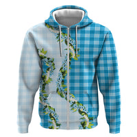 Blue Hawaii Palaka Hoodie Maile Pikake Honohono Orchid Lei