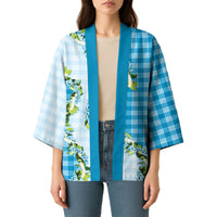 Blue Hawaii Palaka Kimono Maile Pikake Honohono Orchid Lei