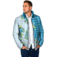 Blue Hawaii Palaka Padded Jacket Maile Pikake Honohono Orchid Lei