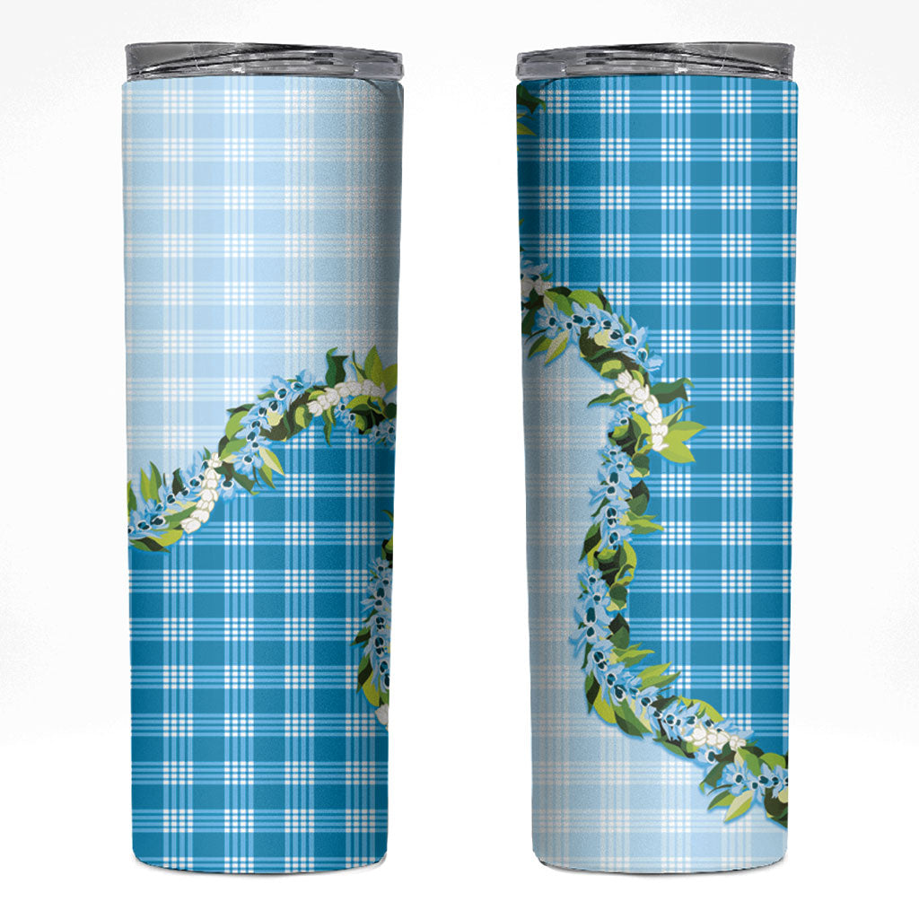 Blue Hawaii Palaka Skinny Tumbler Maile Pikake Honohono Orchid Lei