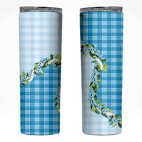 Blue Hawaii Palaka Skinny Tumbler Maile Pikake Honohono Orchid Lei