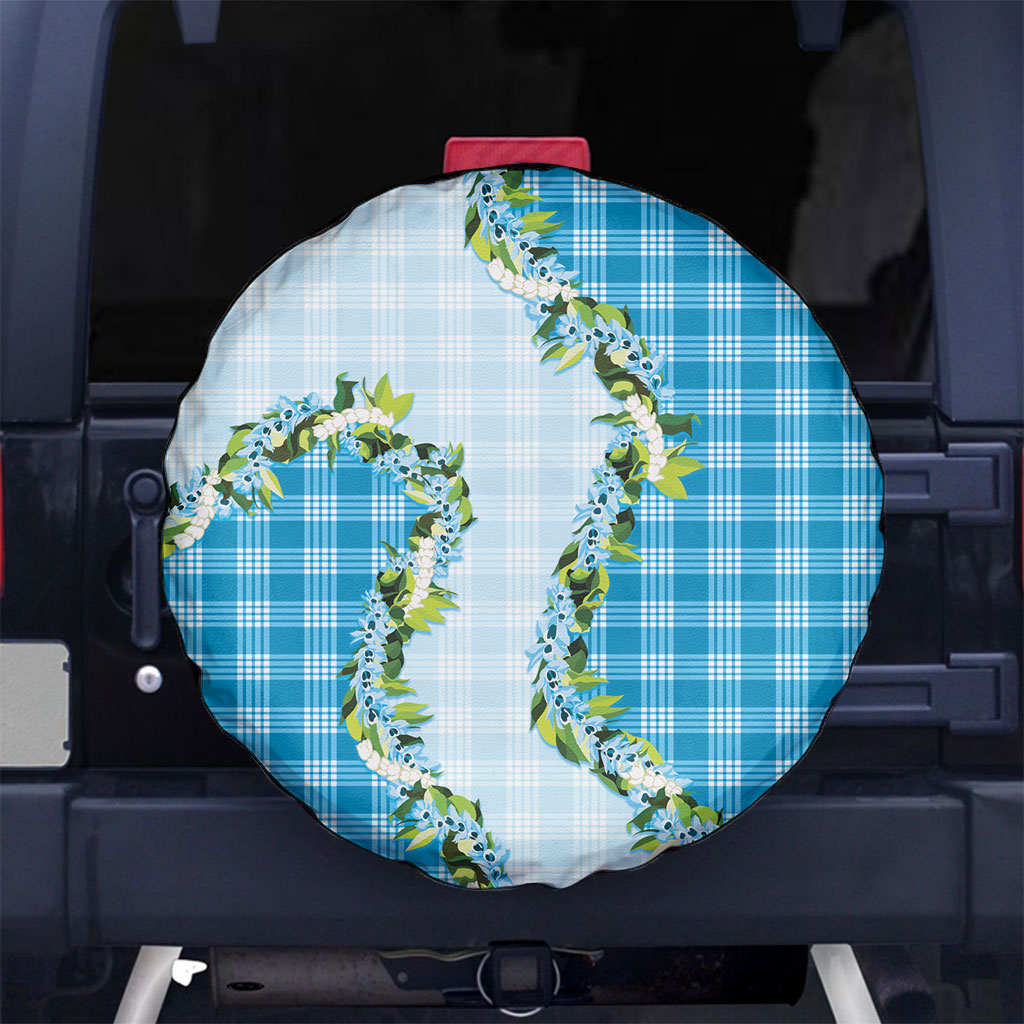 Blue Hawaii Palaka Spare Tire Cover Maile Pikake Honohono Orchid Lei