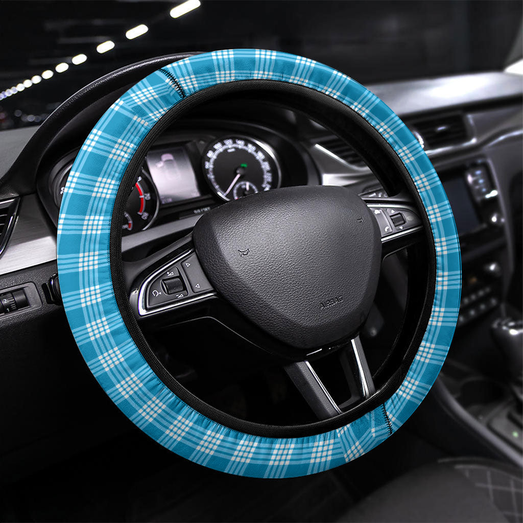 Blue Hawaii Palaka Steering Wheel Cover Maile Pikake Honohono Orchid Lei