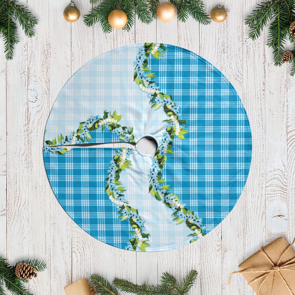 Blue Hawaii Palaka Tree Skirt Maile Pikake Honohono Orchid Lei