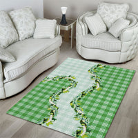 Green Hawaii Palaka Area Rug Maile Pikake Honohono Orchid Lei