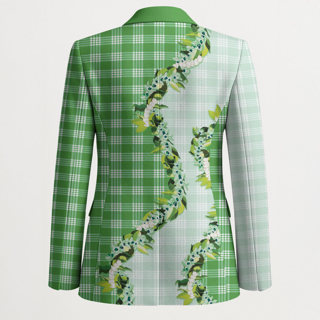 Green Hawaii Palaka Blazer Maile Pikake Honohono Orchid Lei LT05 - Polynesian Pride