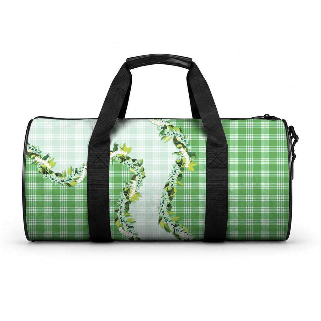 Green Hawaii Palaka Duffle Bag Maile Pikake Honohono Orchid Lei LT05 One size Green - Polynesian Pride