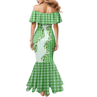 Green Hawaii Palaka Family Matching Mermaid Dress and Hawaiian Shirt Maile Pikake Honohono Orchid Lei LT05 - Polynesian Pride