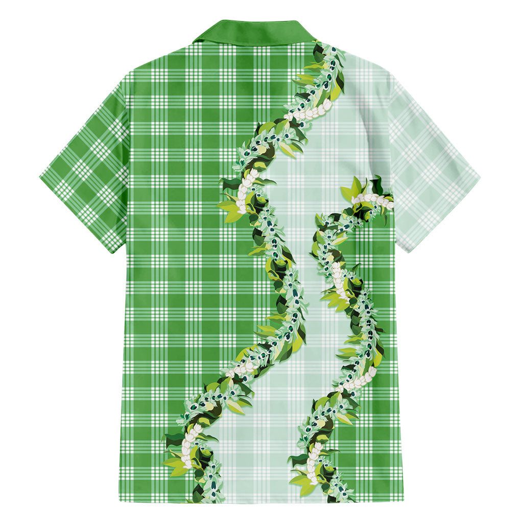Green Hawaii Palaka Family Matching Tank Maxi Dress and Hawaiian Shirt Maile Pikake Honohono Orchid Lei LT05 - Polynesian Pride
