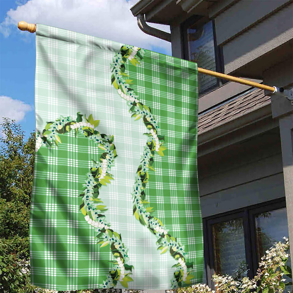 Green Hawaii Palaka Garden Flag Maile Pikake Honohono Orchid Lei