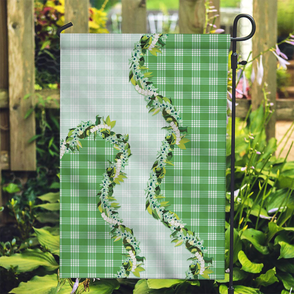 Green Hawaii Palaka Garden Flag Maile Pikake Honohono Orchid Lei