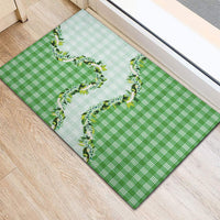 Green Hawaii Palaka Rubber Doormat Maile Pikake Honohono Orchid Lei
