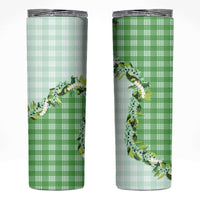 Green Hawaii Palaka Skinny Tumbler Maile Pikake Honohono Orchid Lei LT05 Green - Polynesian Pride