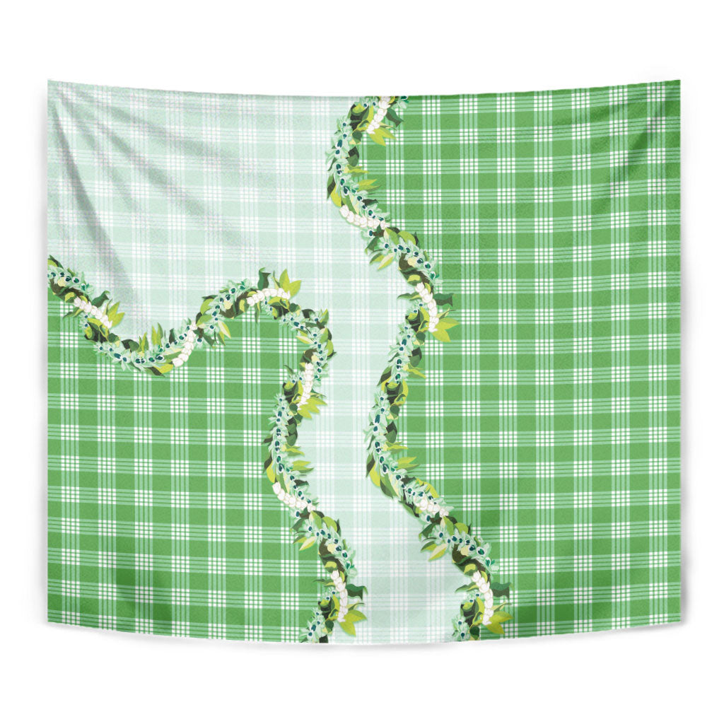 Green Hawaii Palaka Tapestry Maile Pikake Honohono Orchid Lei LT05 - Polynesian Pride