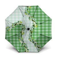 Green Hawaii Palaka Umbrella Maile Pikake Honohono Orchid Lei LT05 One Size Folded 11.42 inch Opened Diameter 37.4 inch Green - Polynesian Pride
