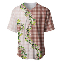 Mocha Hawaii Palaka Baseball Jersey Maile Pikake Honohono Orchid Lei
