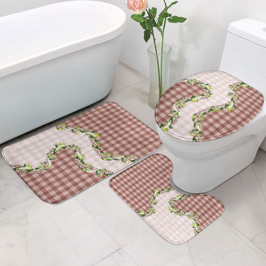 Mocha Hawaii Palaka Bathroom Set Maile Pikake Honohono Orchid Lei