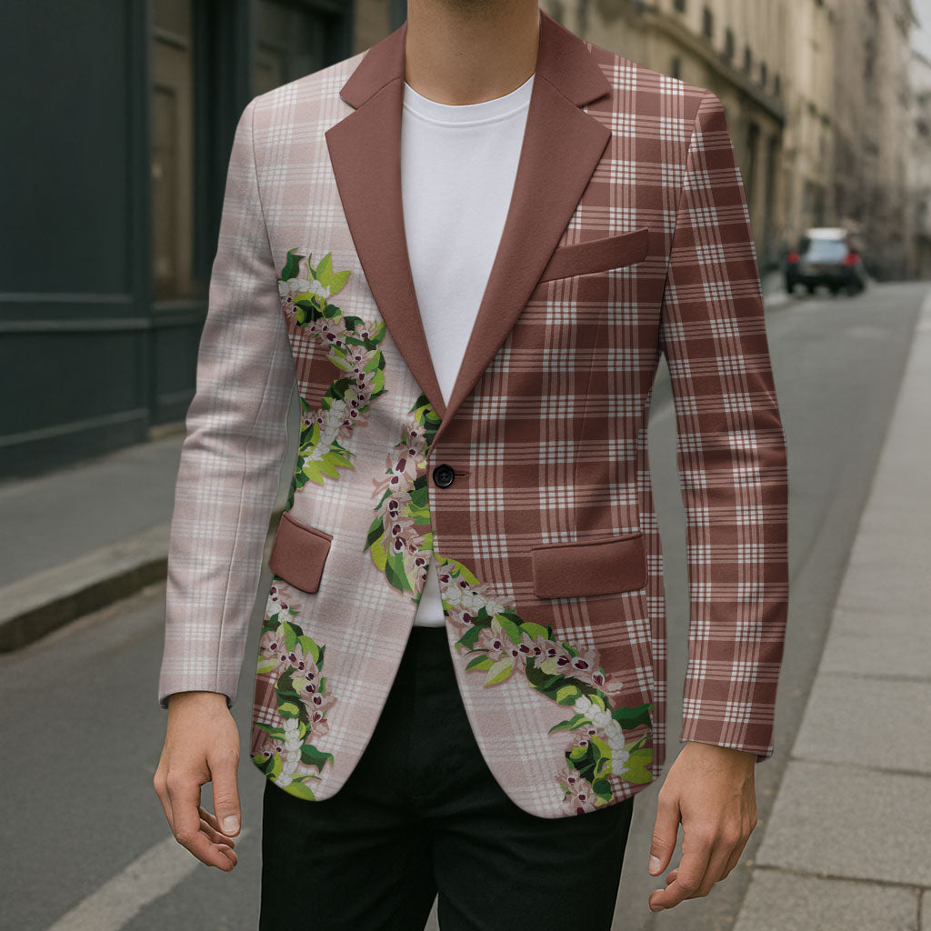Mocha Hawaii Palaka Blazer Maile Pikake Honohono Orchid Lei