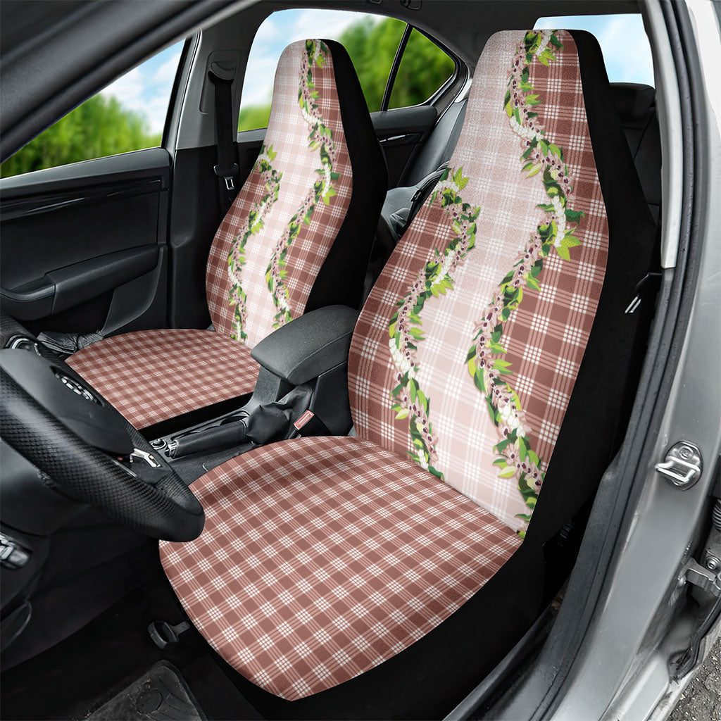 Mocha Hawaii Palaka Car Seat Cover Maile Pikake Honohono Orchid Lei