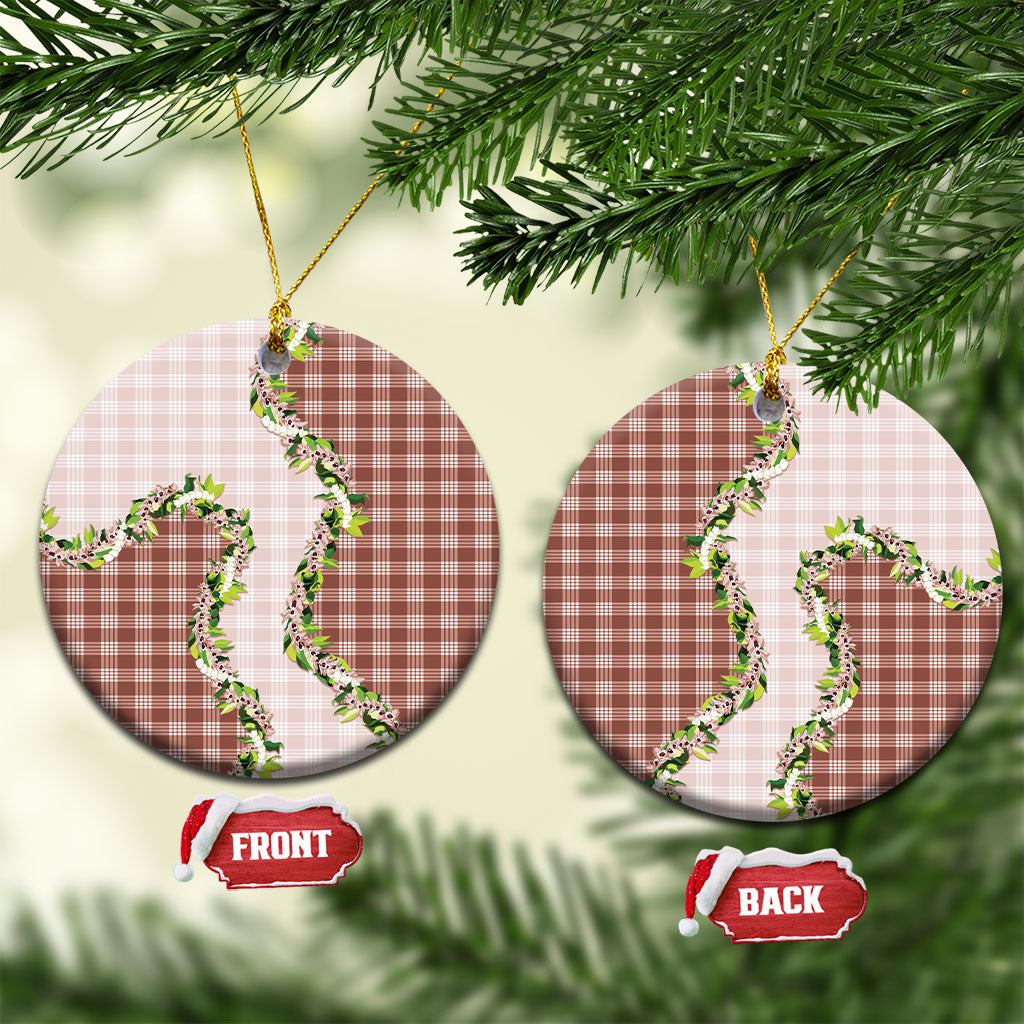 Mocha Hawaii Palaka Ceramic Ornament Maile Pikake Honohono Orchid Lei