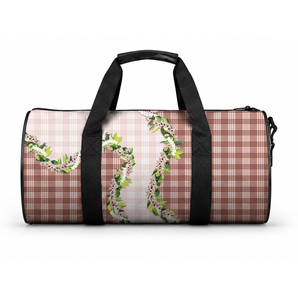 Mocha Hawaii Palaka Duffle Bag Maile Pikake Honohono Orchid Lei LT05 One size Mocha - Polynesian Pride