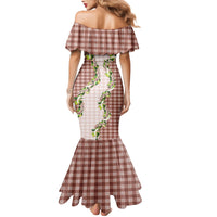 Mocha Hawaii Palaka Family Matching Mermaid Dress and Hawaiian Shirt Maile Pikake Honohono Orchid Lei LT05 - Polynesian Pride