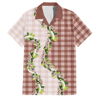 Mocha Hawaii Palaka Family Matching Off The Shoulder Long Sleeve Dress and Hawaiian Shirt Maile Pikake Honohono Orchid Lei LT05 Dad's Shirt - Short Sleeve Mocha - Polynesian Pride