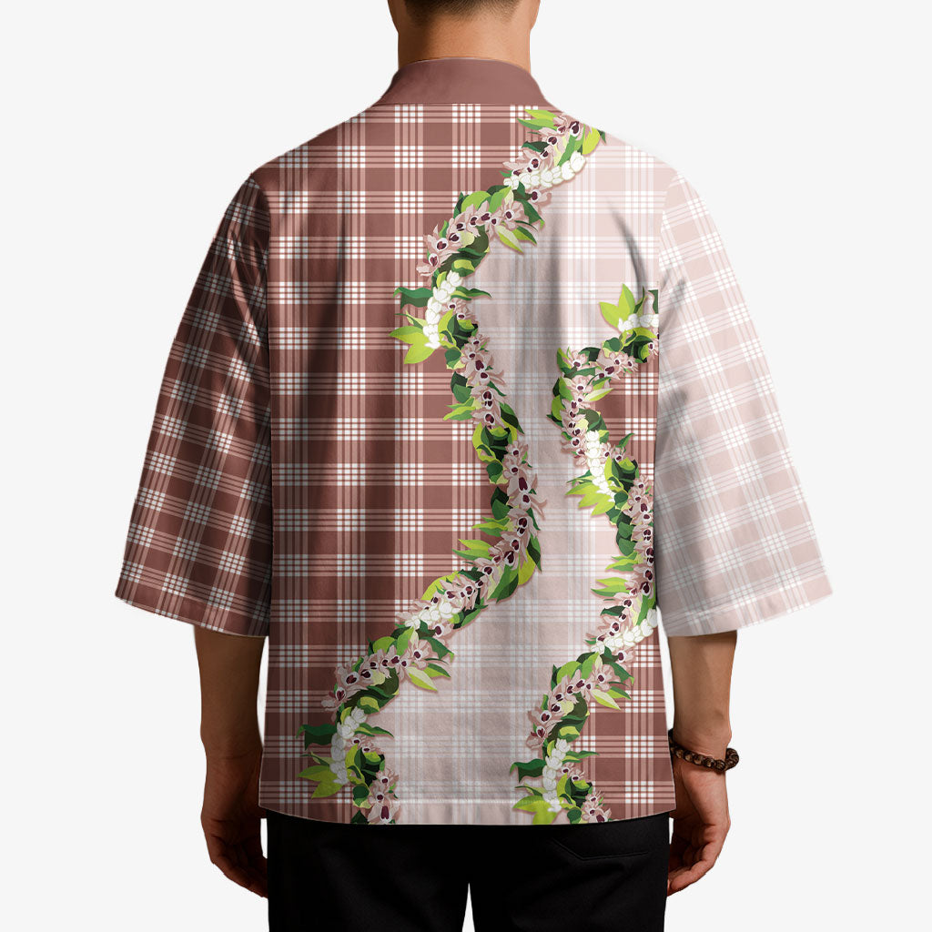 Mocha Hawaii Palaka Kimono Maile Pikake Honohono Orchid Lei