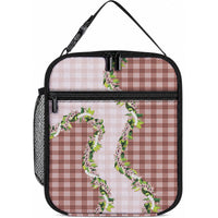 Mocha Hawaii Palaka Lunch Bag Maile Pikake Honohono Orchid Lei LT05 10.2 × 8.3 × 4.3 inch Mocha - Polynesian Pride