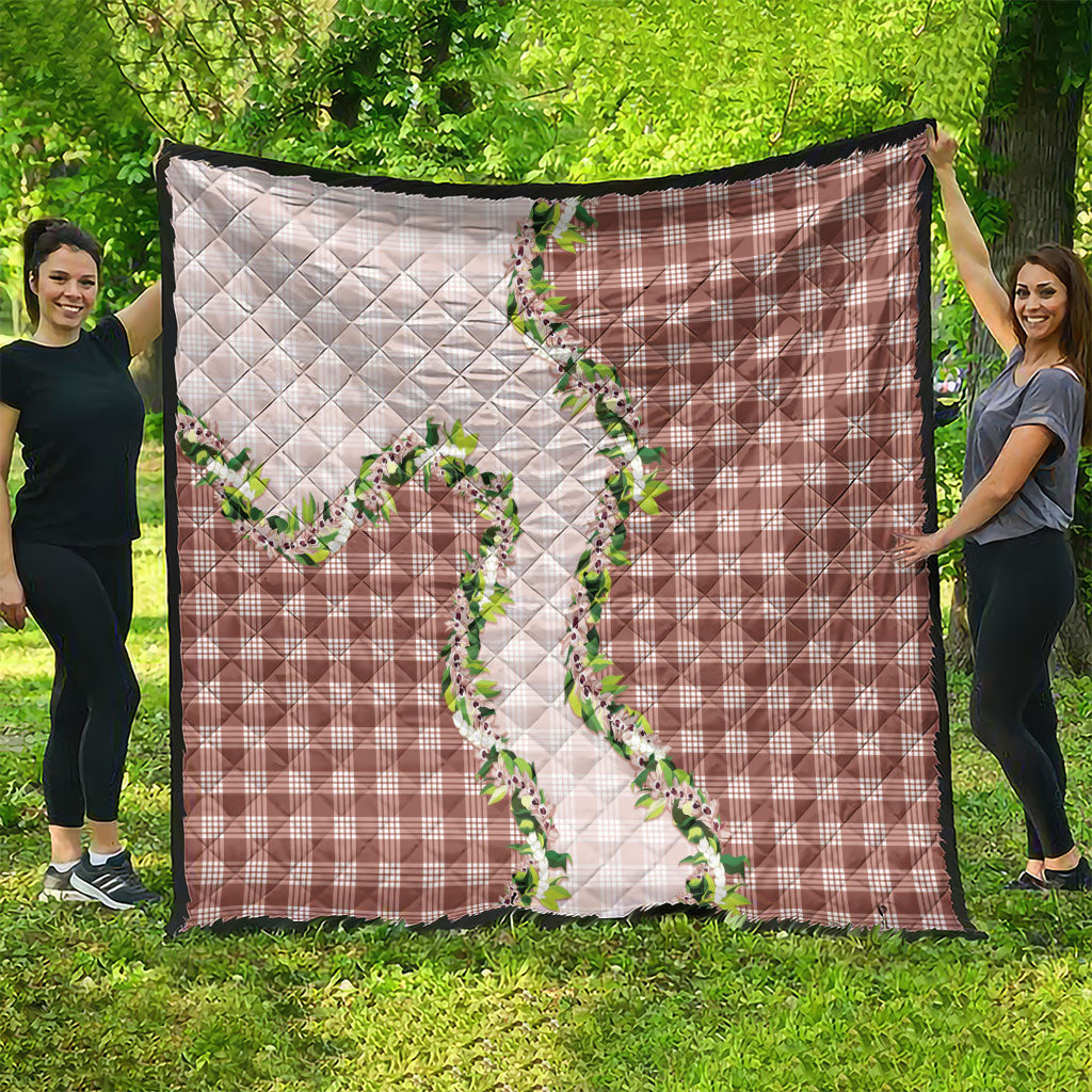 Mocha Hawaii Palaka Quilt Maile Pikake Honohono Orchid Lei LT05 - Polynesian Pride