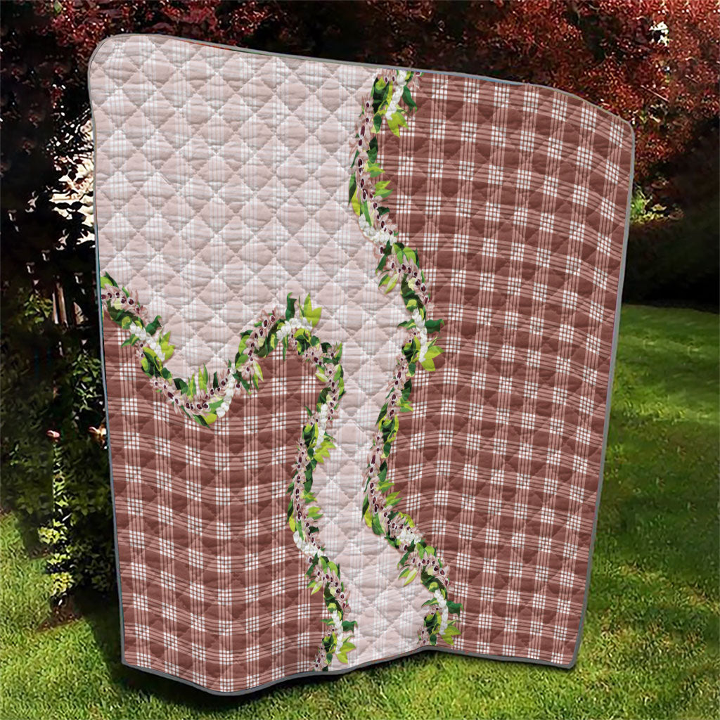 Mocha Hawaii Palaka Quilt Maile Pikake Honohono Orchid Lei LT05 - Polynesian Pride