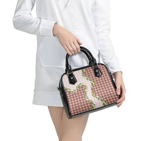 Mocha Hawaii Palaka Shoulder Handbag Maile Pikake Honohono Orchid Lei