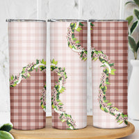 Mocha Hawaii Palaka Skinny Tumbler Maile Pikake Honohono Orchid Lei