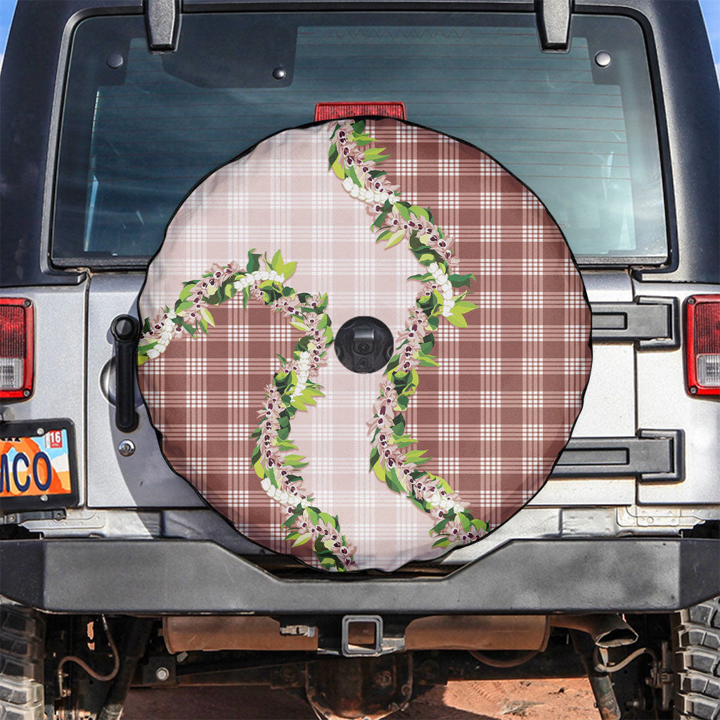 Mocha Hawaii Palaka Spare Tire Cover Maile Pikake Honohono Orchid Lei