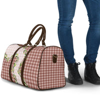 Mocha Hawaii Palaka Travel Bag Maile Pikake Honohono Orchid Lei