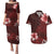 Hawaii Hibiscus With Oxblood Polynesian Pattern Couples Matching Puletasi and Hawaiian Shirt