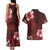 Hawaii Hibiscus With Oxblood Polynesian Pattern Couples Matching Tank Maxi Dress and Hawaiian Shirt