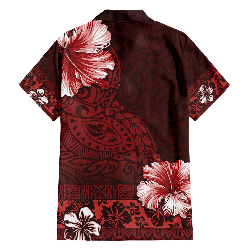 Hawaii Hibiscus With Oxblood Polynesian Pattern Family Matching Summer Maxi Dress and Hawaiian Shirt LT05 - Polynesian Pride